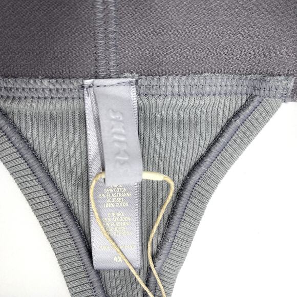 Skims Womens Cotton Ribbed Thong Panties Plus Size 4X Pacific Gray PN-STT-0040 - Picture 3 of 12